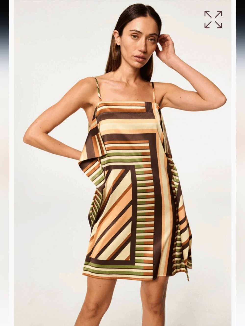Misa Mayam Brown Stripe Scarf Mini Dress Size L